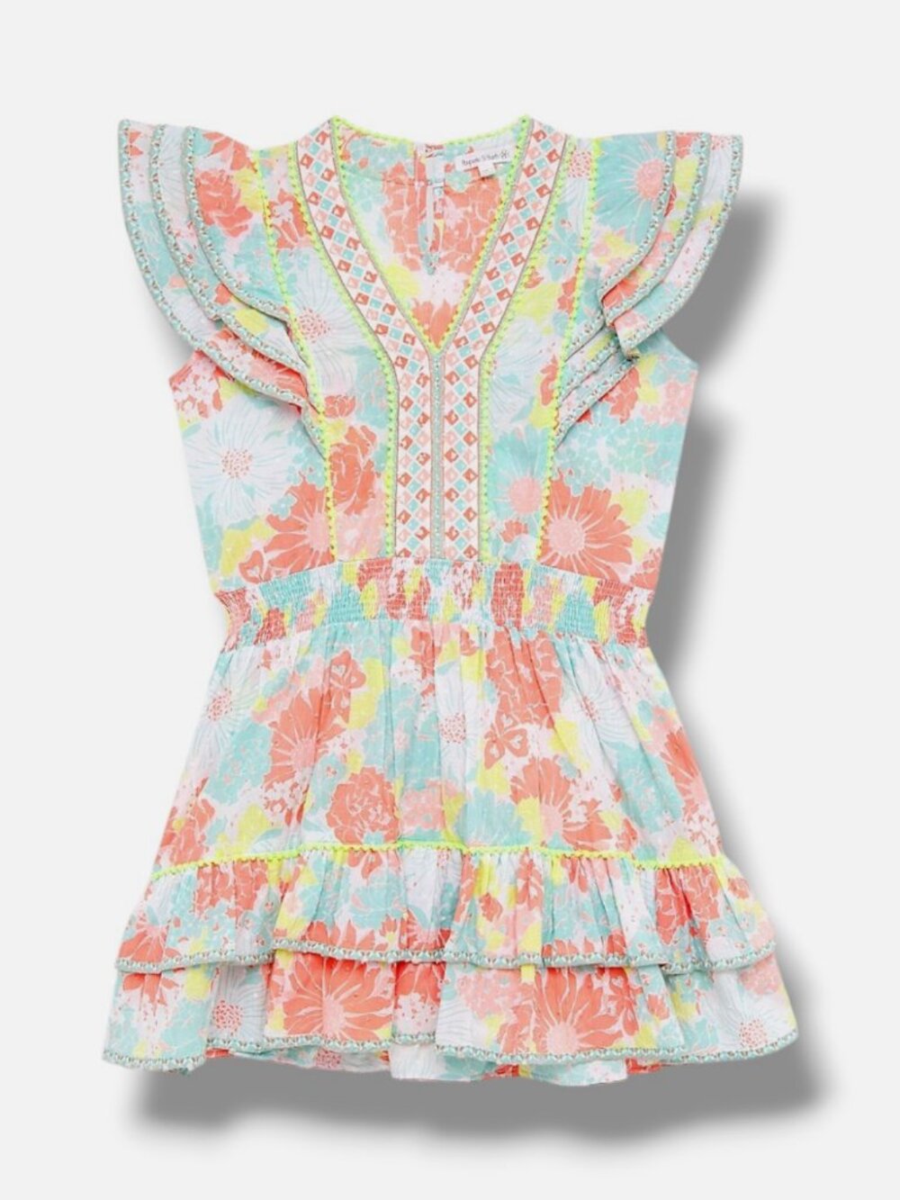 Poupette St Barth Girls' Orange Camila Mini Dress Size 4